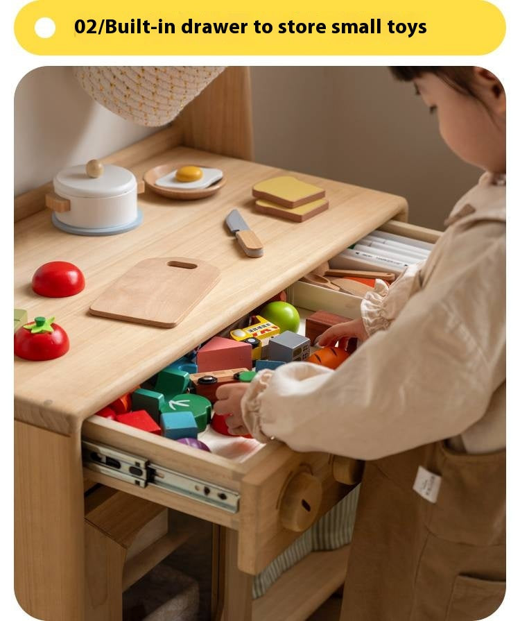 Poplar Solid Wood Montessori Kids Kitchen Cabinet