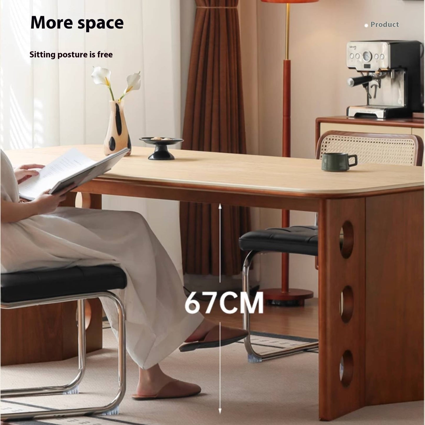 Poplar Solid Wood Medieval Style Rock Plate Dining Table