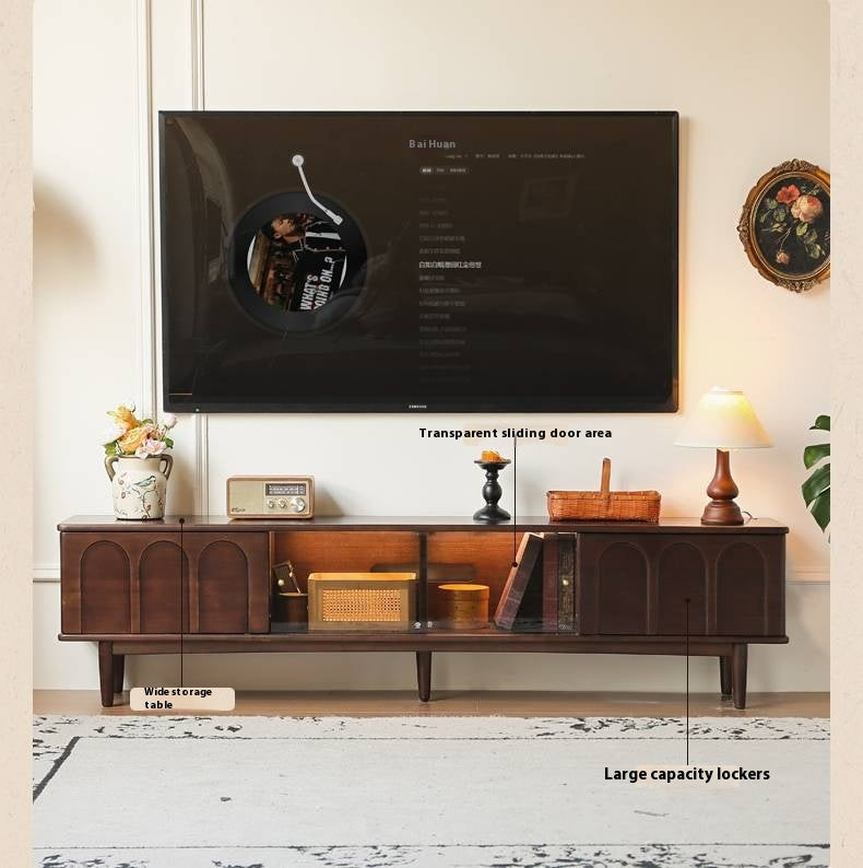 Poplar Solid Wood French Retro TV Cabinet