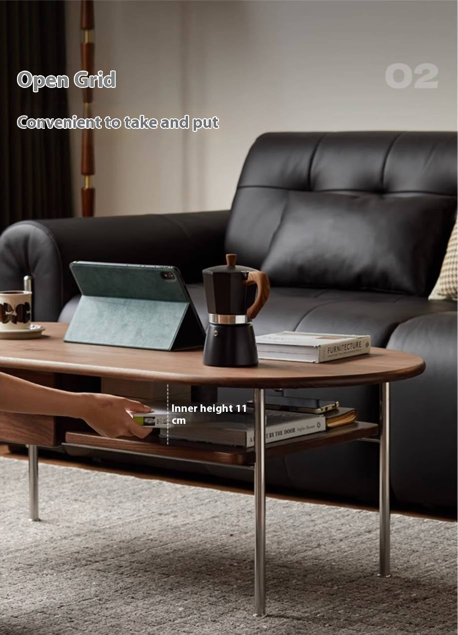 Black Walnut Solid Wood Italian Light Luxury Style Coffee Table