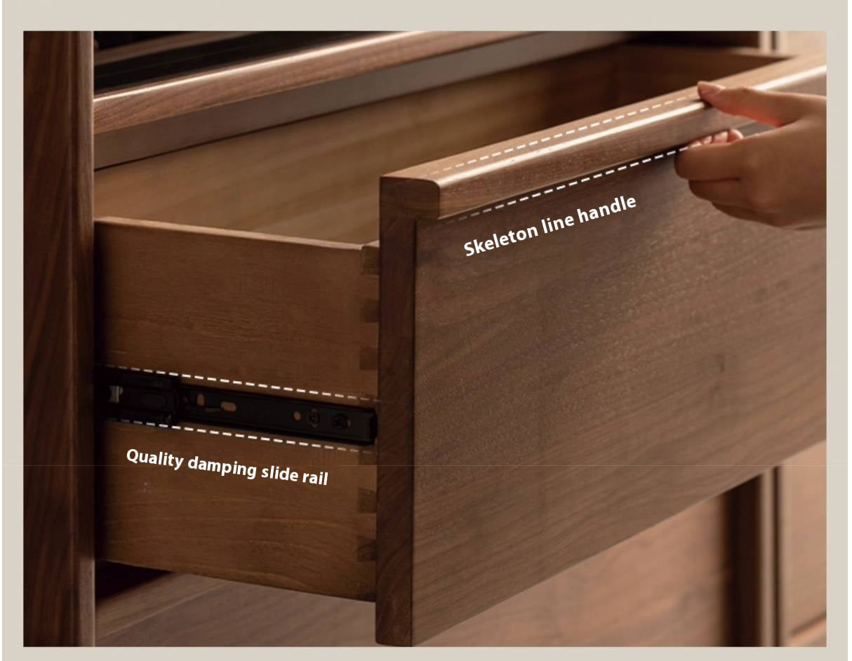 Black Walnut Solid Wood Light Luxury Style Bookcase Combination