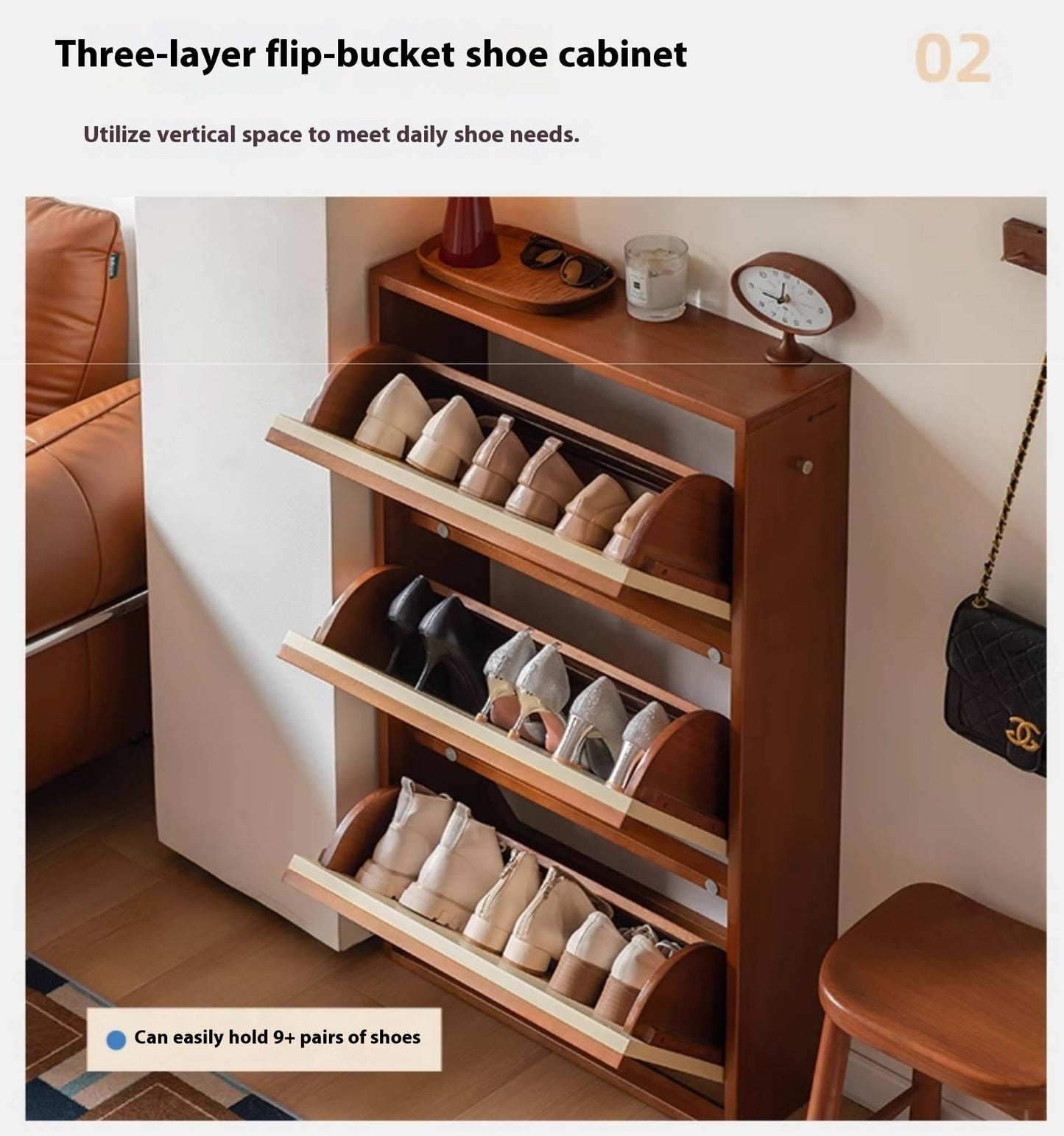 Poplar Solid Wood Middle Ages Style Shoe Cabinet