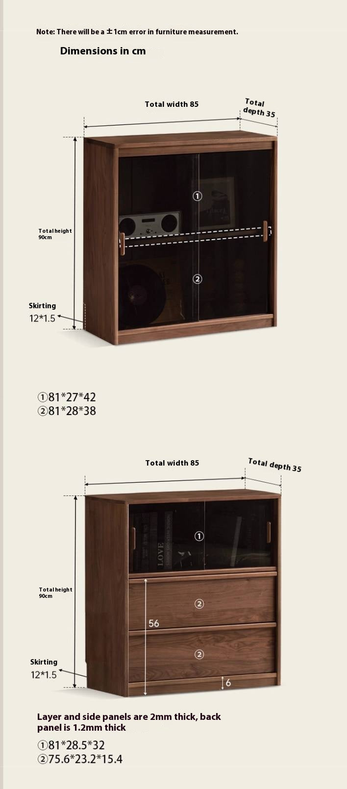 Black Walnut Solid Wood Light Luxury Style Bookcase Combination