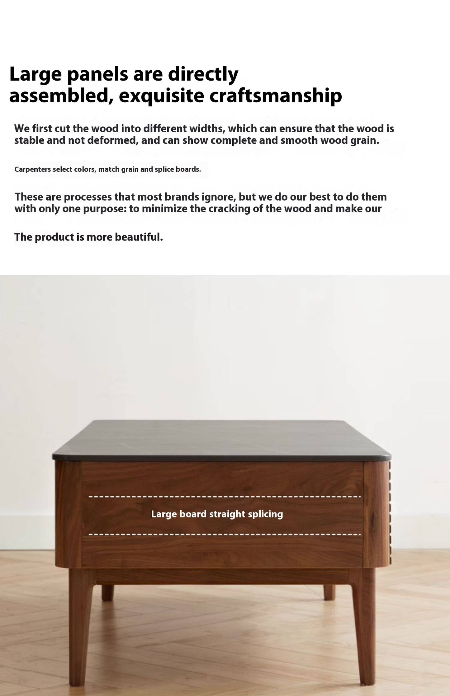 Sandalwood, Black Walnut Solid Wood Rock Plate Tea Table