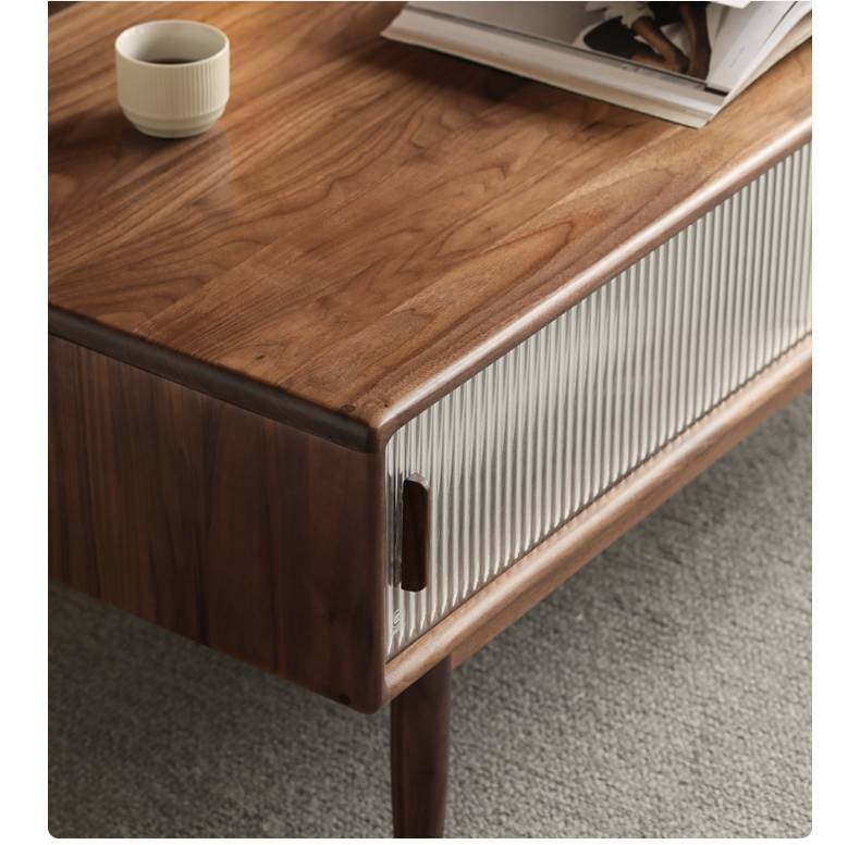 Oak, Solid Rubberwood, Black Walnut Solid Wood Modern Style Tea Table