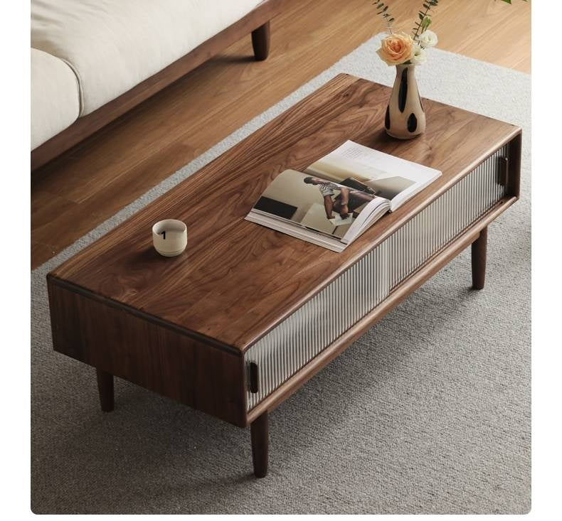 Oak, Solid Rubberwood, Black Walnut Solid Wood Modern Style Tea Table
