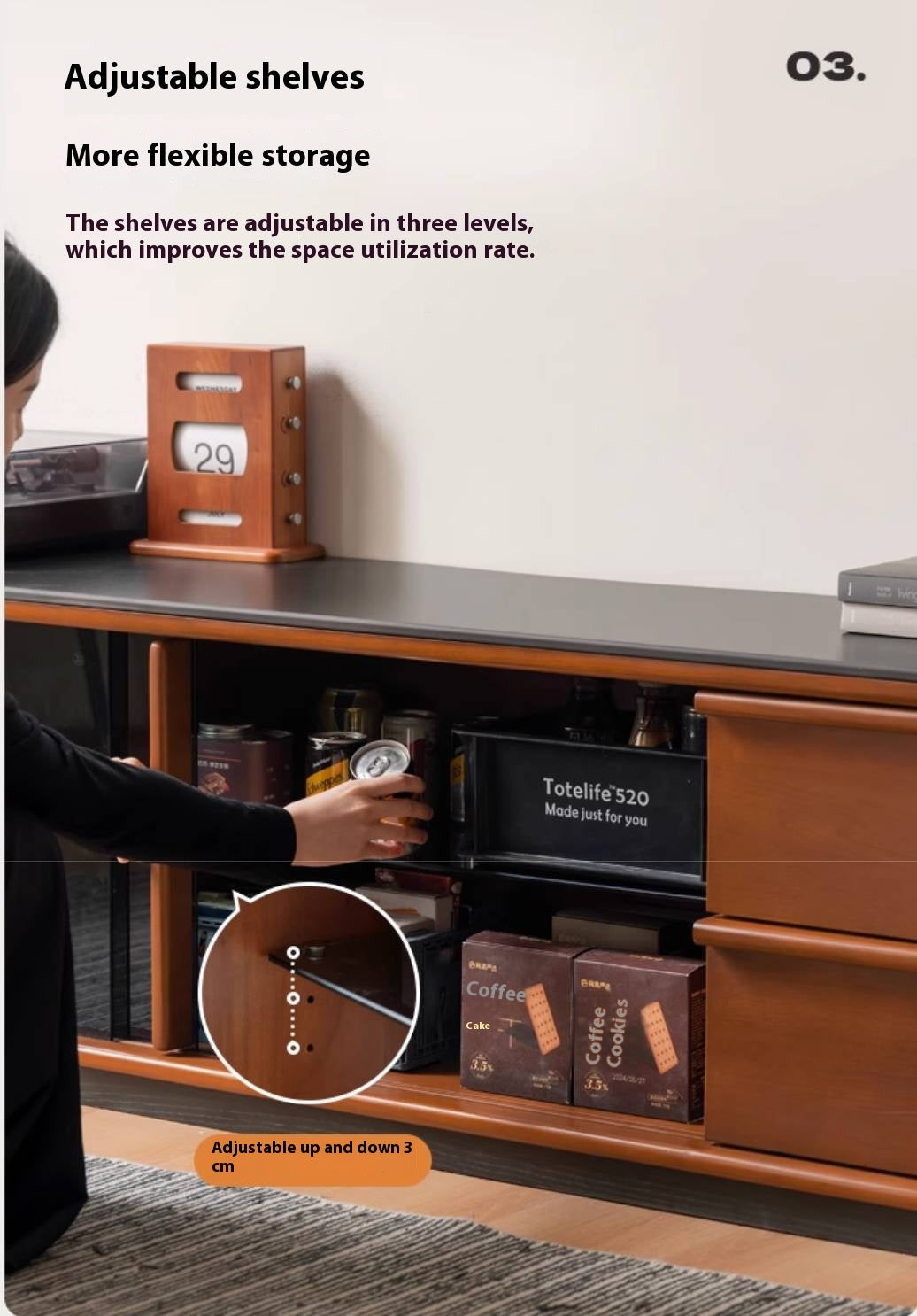 Poplar Solid Wood Medieval Style TV Stand