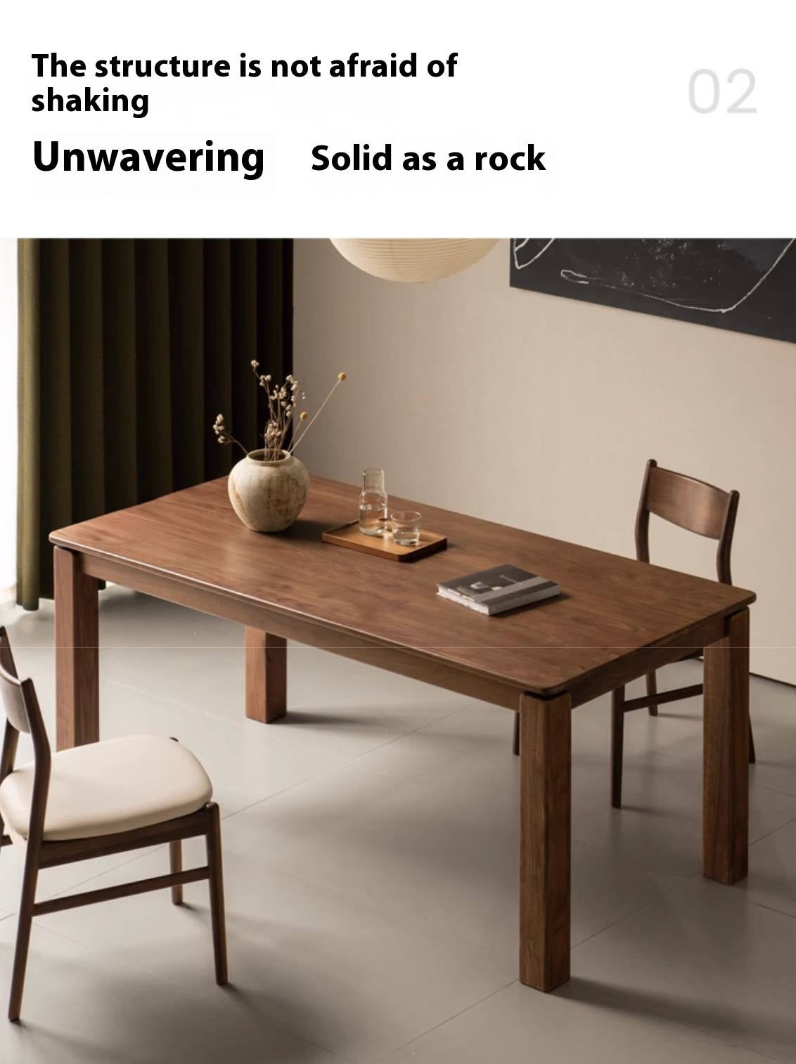 Black Walnut, Ash, Oak Solid Wood Large Board Dining Table
