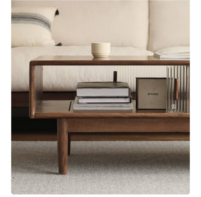 Oak, Solid Rubberwood, Black Walnut Solid Wood Modern Style Tea Table
