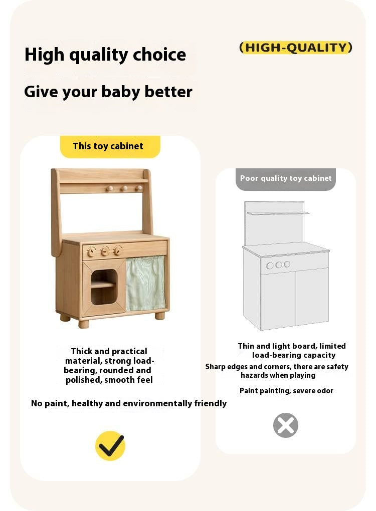 Poplar Solid Wood Montessori Kids Kitchen Cabinet