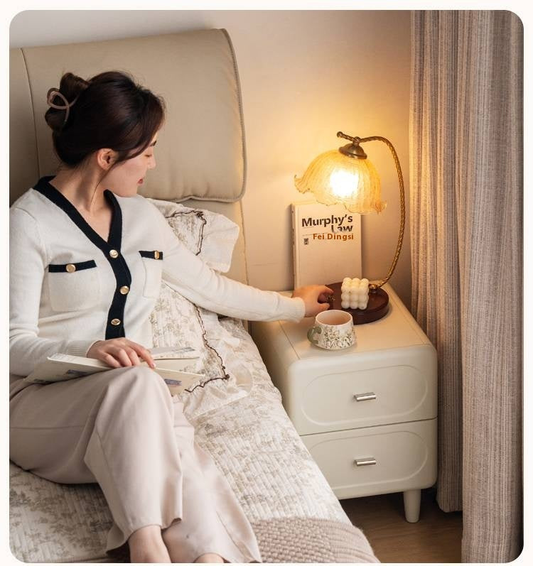 Poplar Solid Wood French Cream Style Nightstand