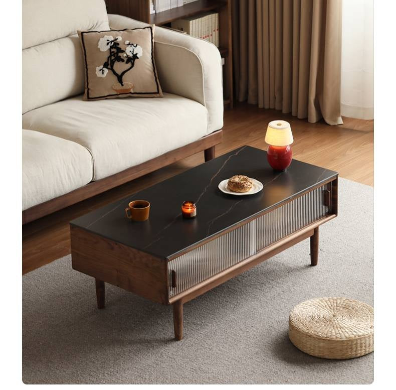 Oak, Solid Rubberwood, Black Walnut Solid Wood Modern Style Tea Table