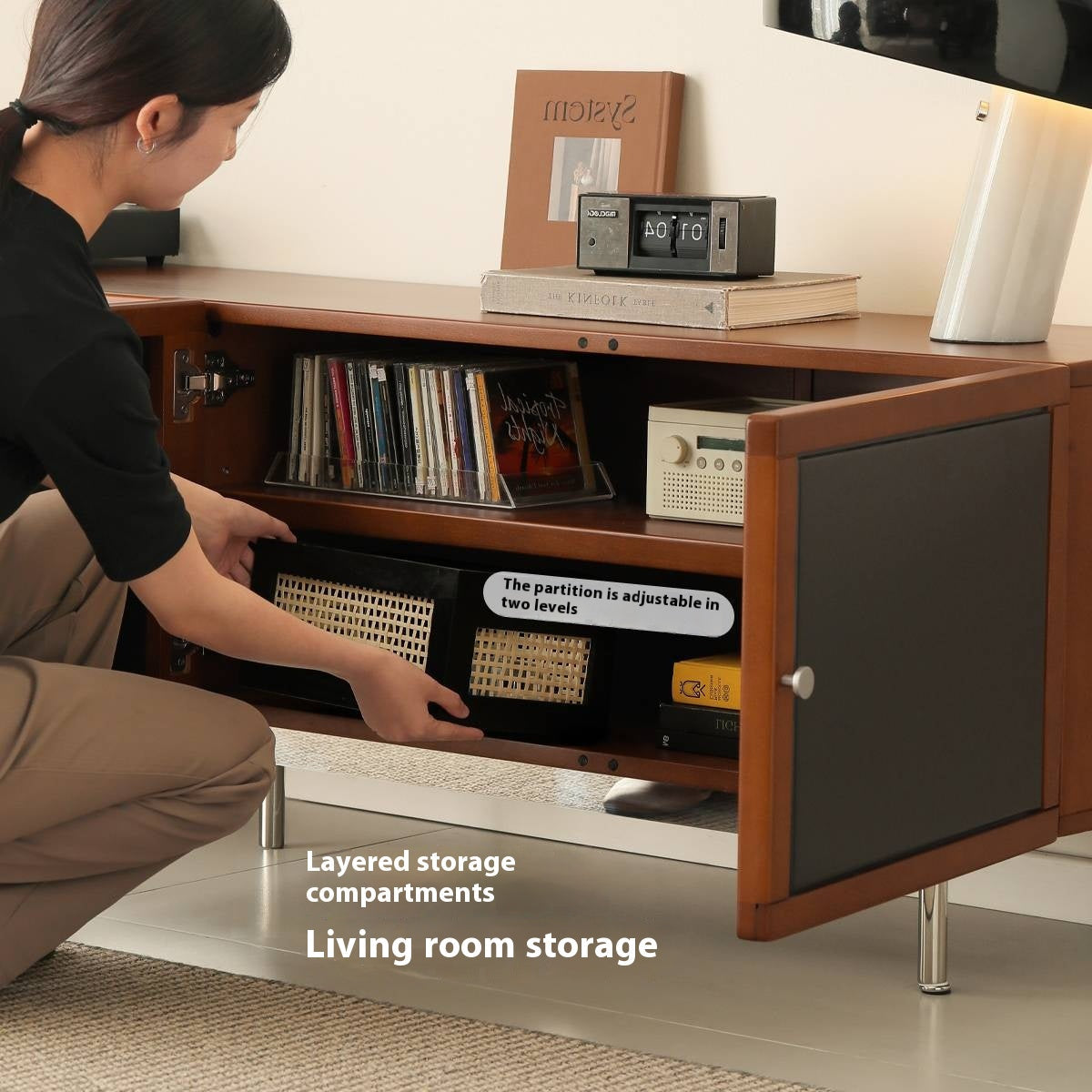Poplar Solid Wood Bauhaus TV Stand