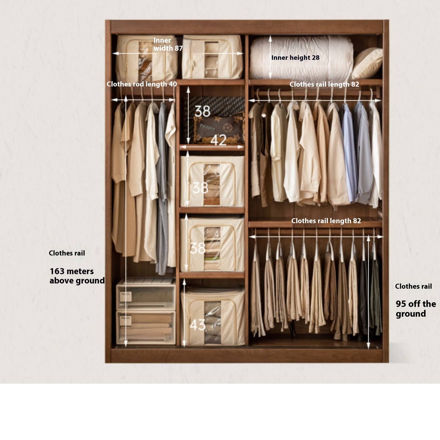 Golden Sandalwood Solid Wood Wardrobe.